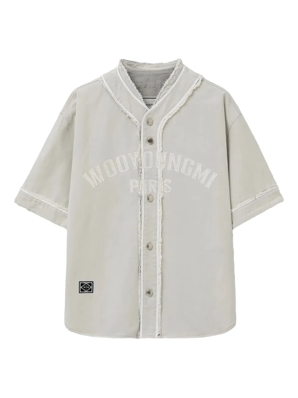 Wooyoungmi frayed-detail baseball shirt | Grey | Image 1
