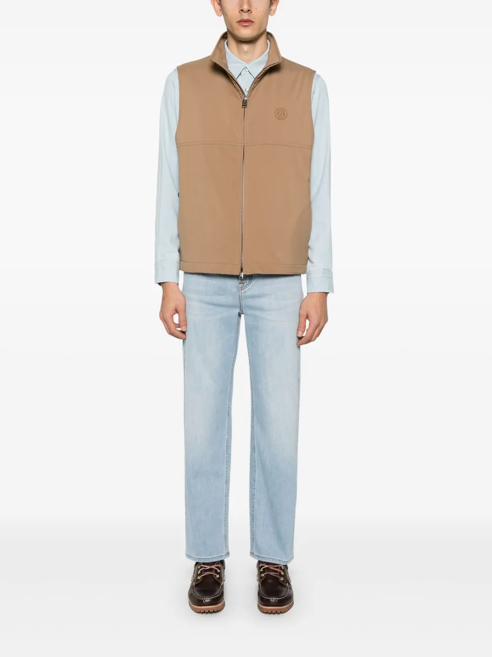 Brioni Gilet met geborduurd logo - Bruin