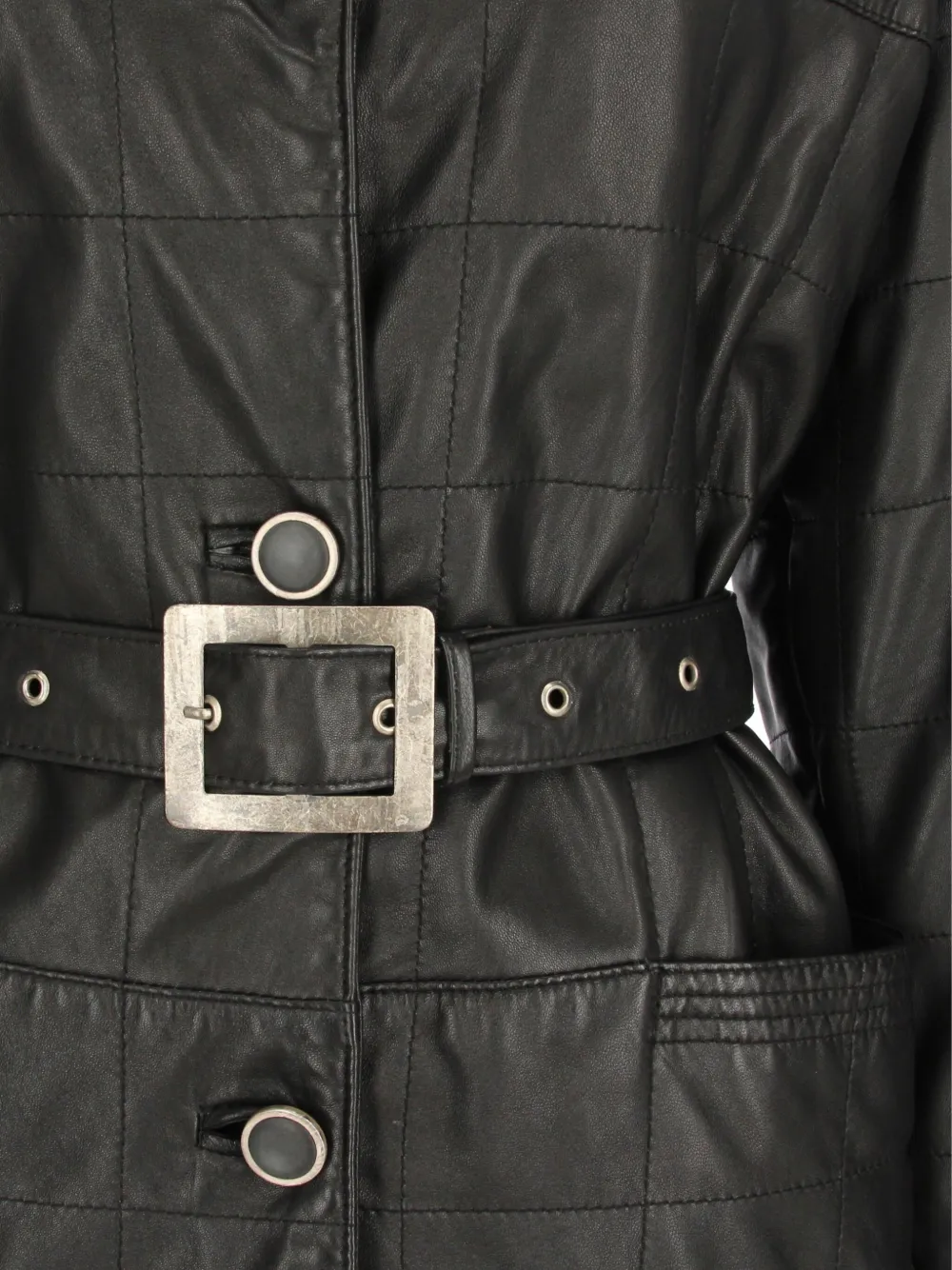 Pre-owned A.n.g.e.l.o. Vintage Cult 1990s Leather Belted Coat In 黑色
