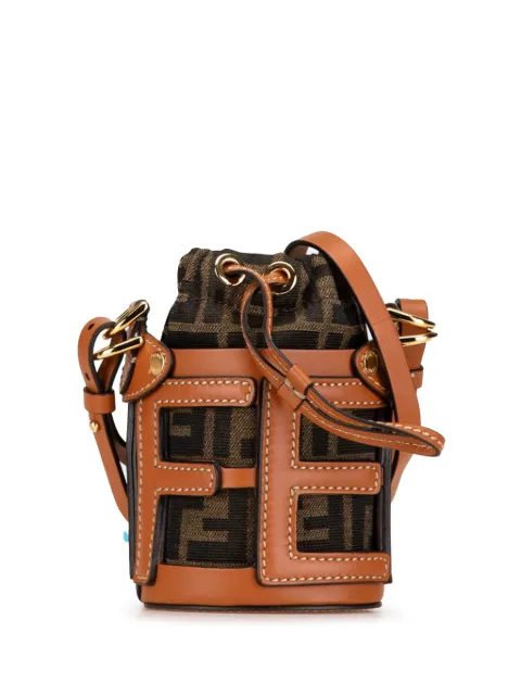 Fendi Pre-Owned 2010-2024 Nano Zucca Canvas and Leather Step Out Bag bucket bag