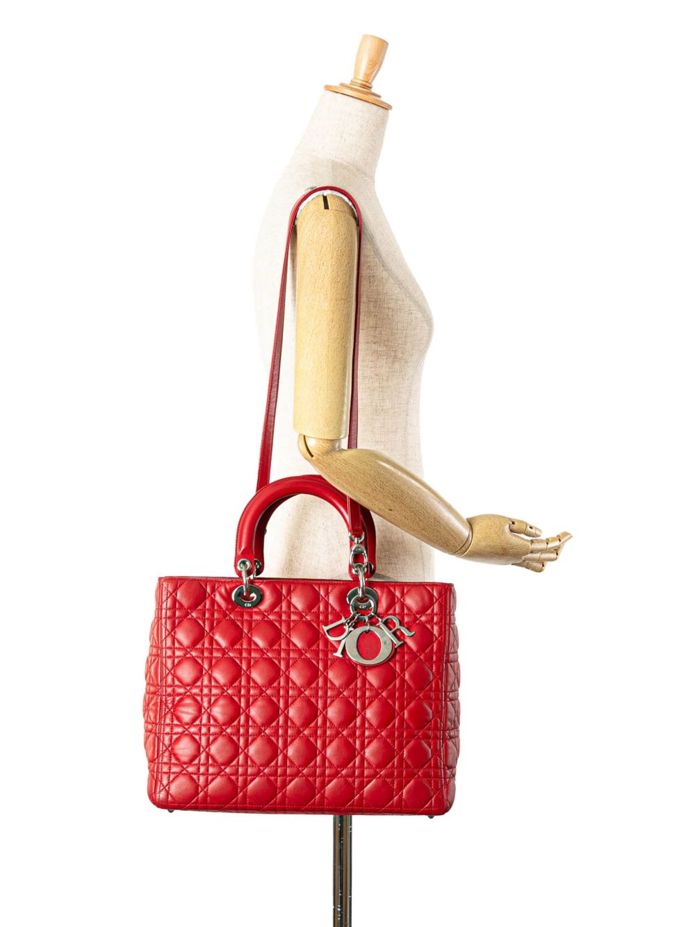 Christian Dior Pre-Owned 2011 grote leren Cannage Lady Dior schooltas - RED