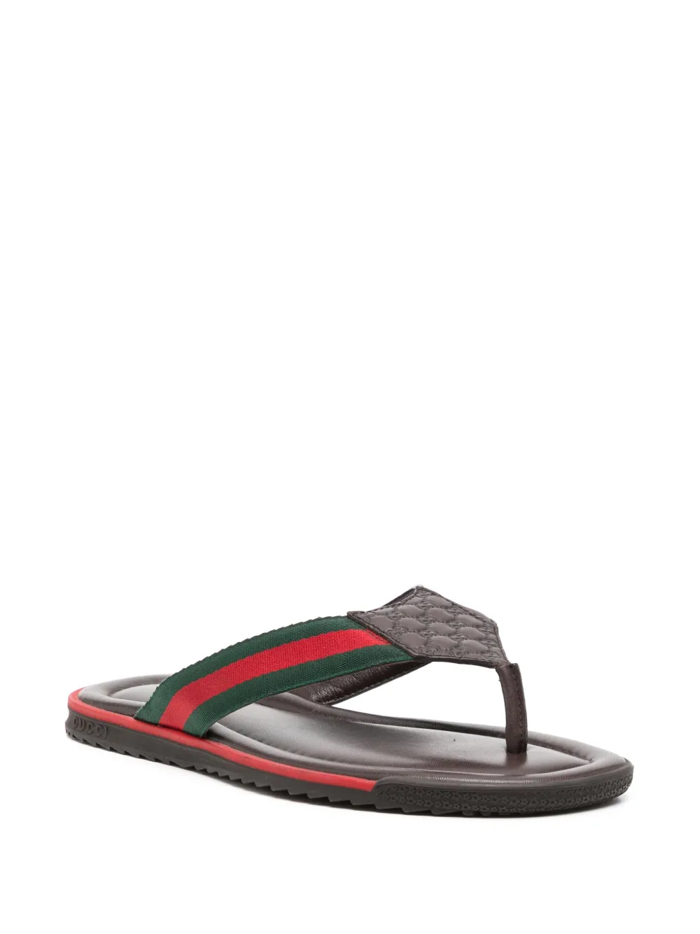 Gucci Leren teenslippers - Bruin