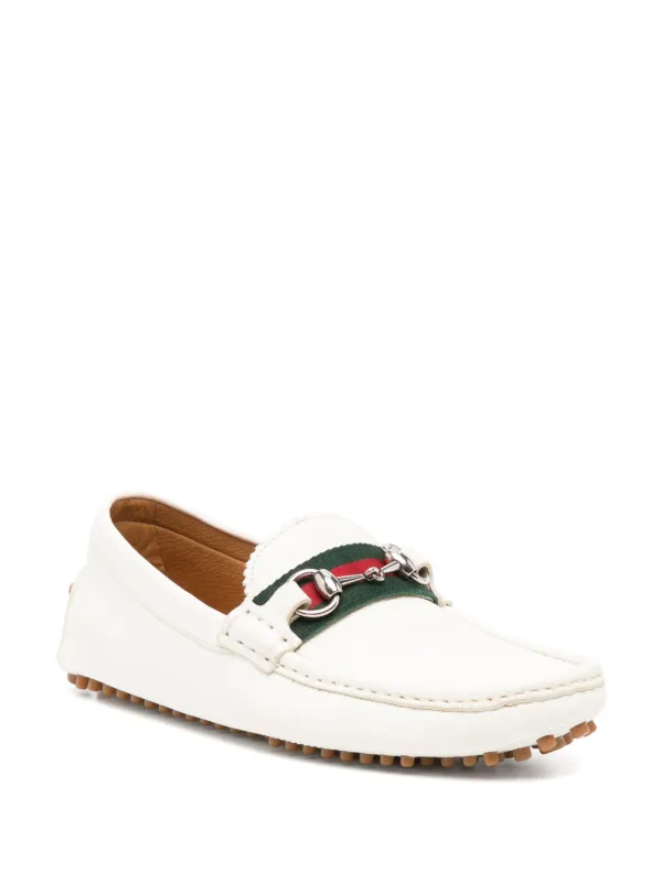 Gucci Leather Boat Shoes White FARFETCH FI
