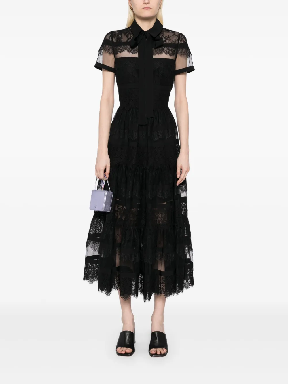 Elie Saab Midi-jurk met kant - BLACK