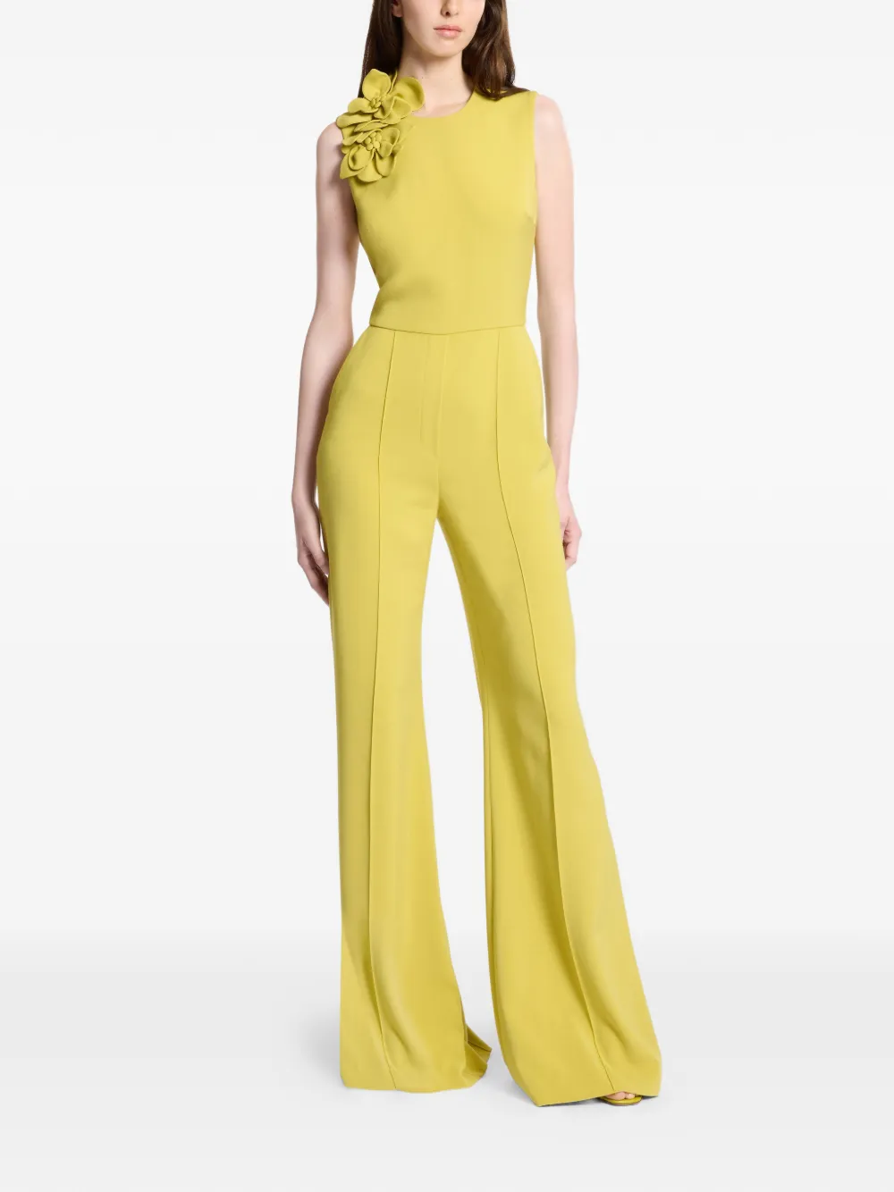 Elie Saab flower-appliqué jumpsuit - Geel