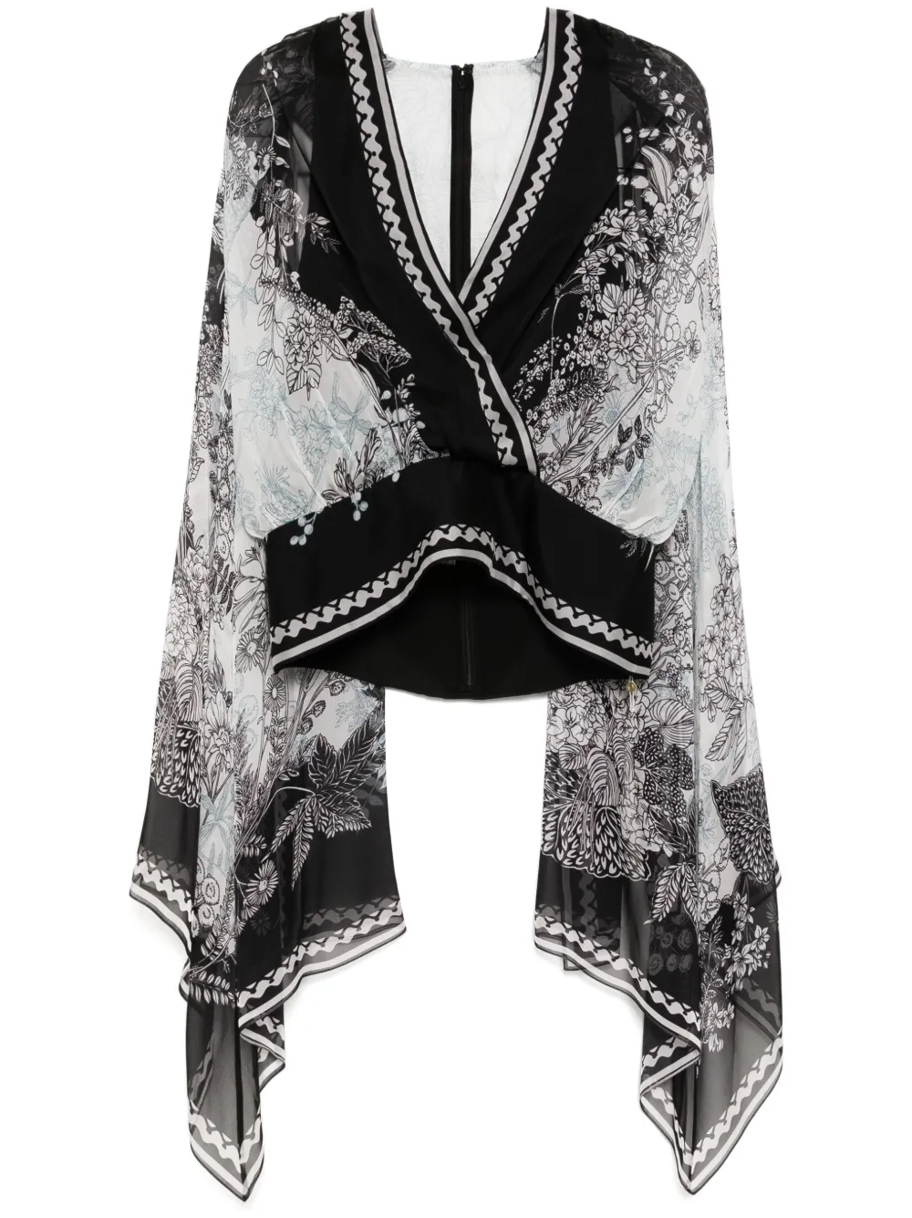 Elie Saab Chiffon blouse met print Zwart