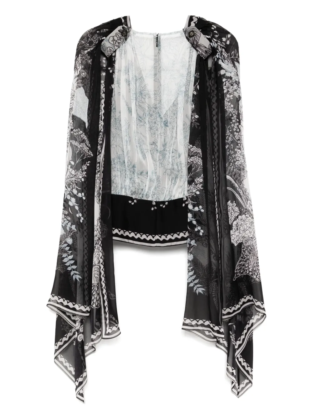 Elie Saab Chiffon blouse met print Zwart