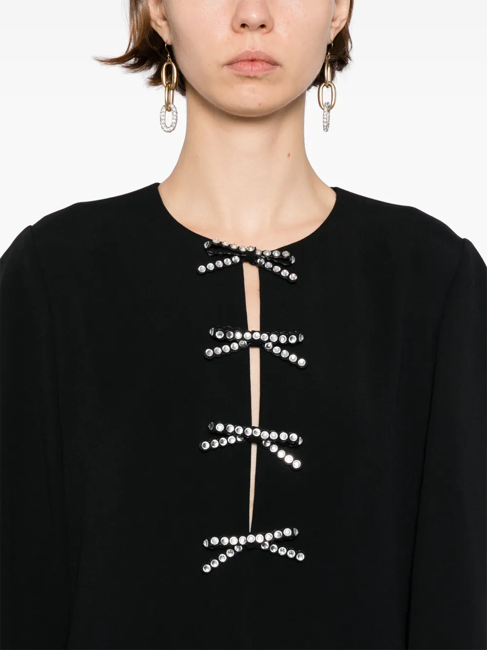 Elie Saab Mini-jurk met kristallen strik Zwart