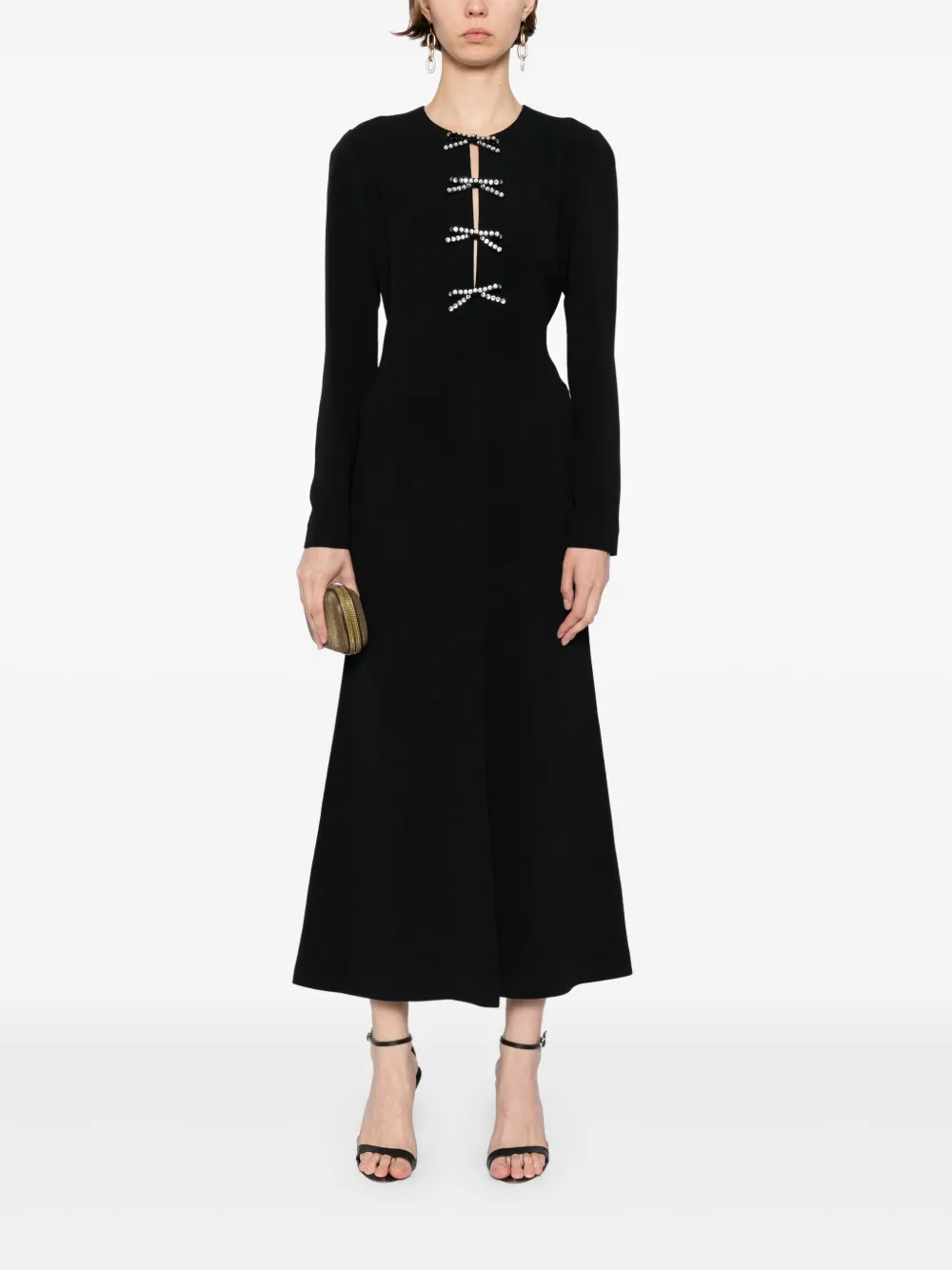 Elie Saab Mini-jurk met kristallen strik Zwart