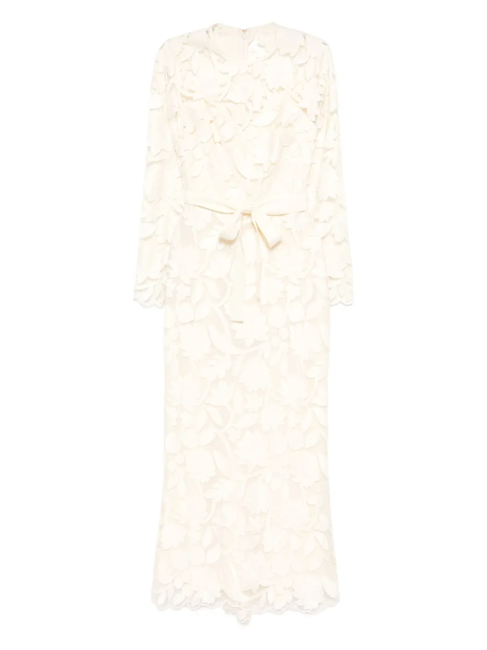 Elie Saab Midi-jurk met borduurwerk Beige