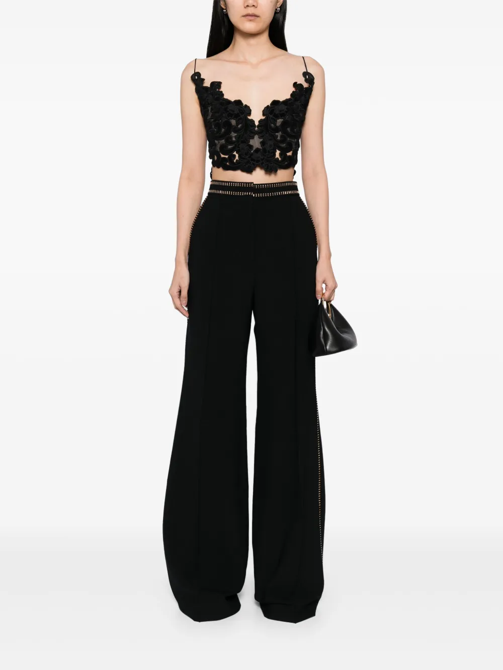 Elie Saab Broek verfraaid met studs - Zwart