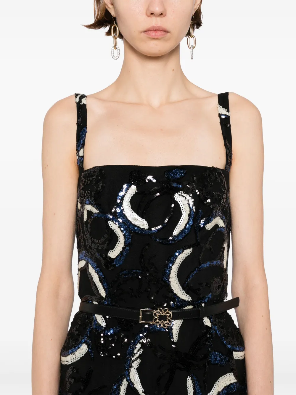 Elie Saab Maxi-jurk met borduurwerk Zwart