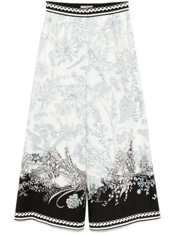 Elie Saab Printed Cotton Pants in White