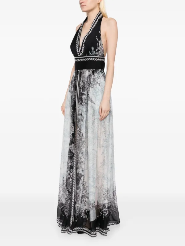 elie saab chiffon dress Lace and Gradient Chiffon Dress  ELIE SAAB