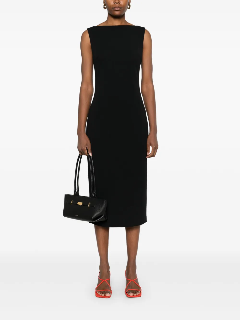 Calvin Klein crepe midi dress - Zwart