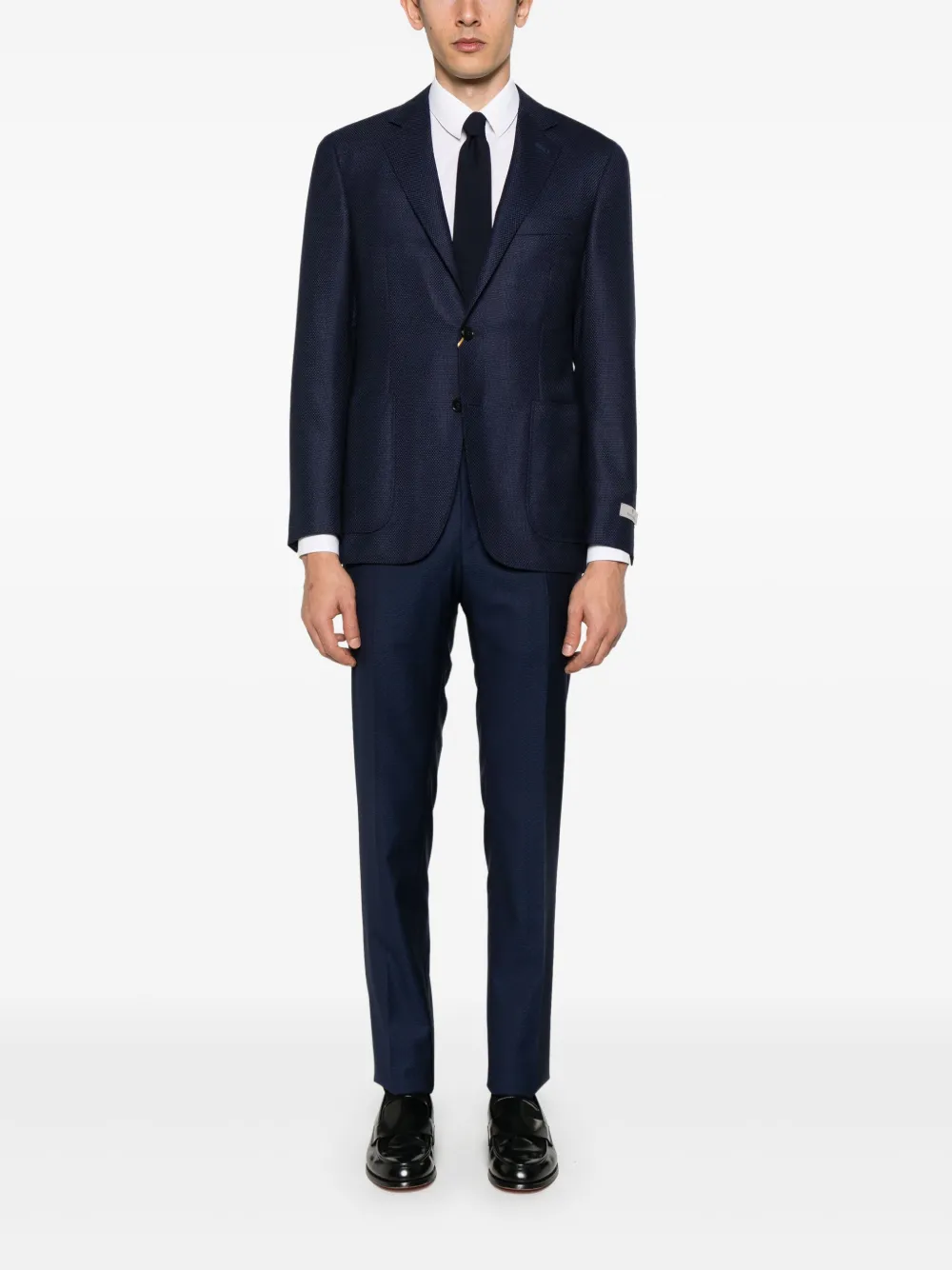 Canali Blazer met jacquard - Blauw