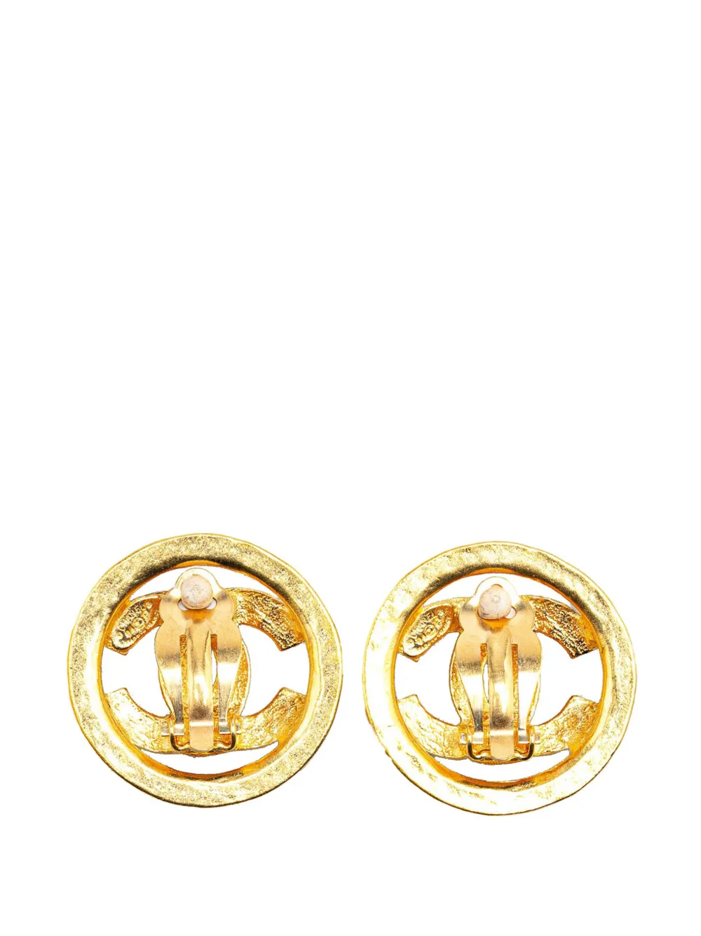CHANEL Pre-Owned 1994 vergulde ronde oorclips met CC-logo - Goud