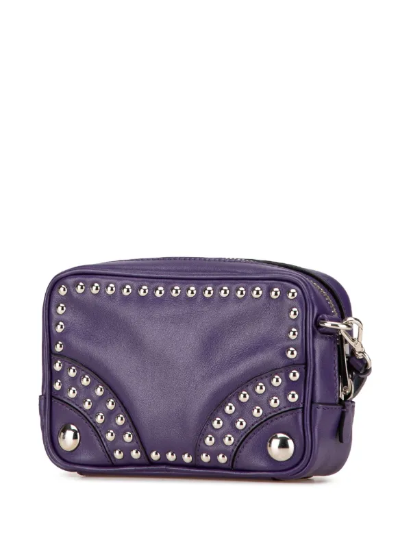 Prada Pre-Owned 2013-2024 ミニ レザー スタッズ カメラバッグ 