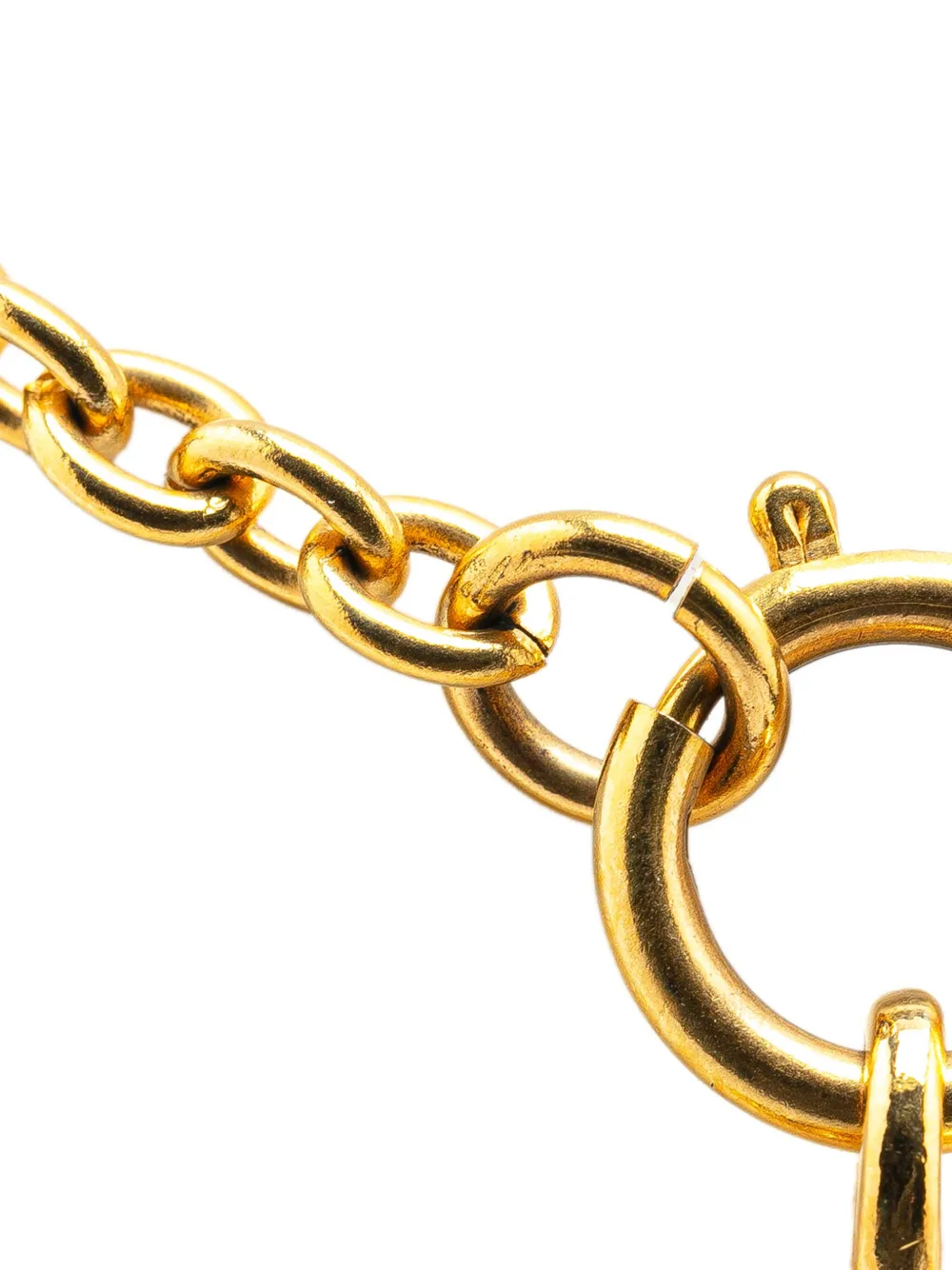 CHANEL Pre-Owned 1900s vergulde halsketting met gewatteerde CC-hanger - Goud