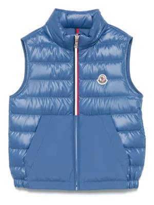 Moncler Enfant Gui ロゴ ベスト | ブルー | FARFETCH JP