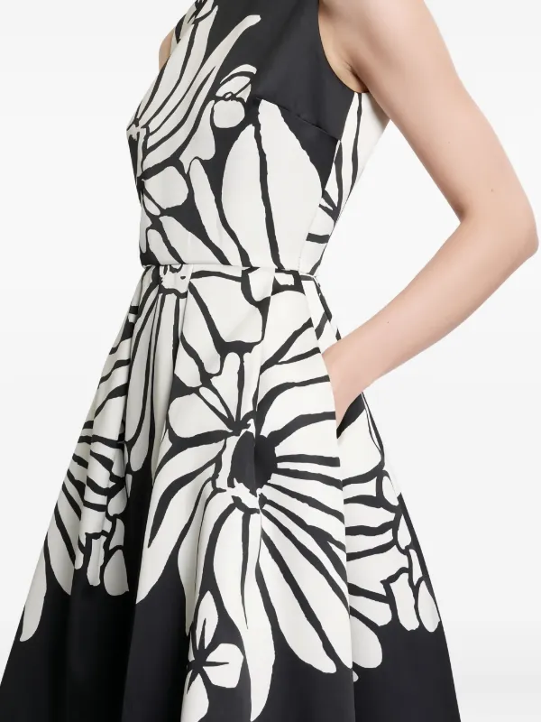 Elie Saab Floral-print Midi Dress - Black