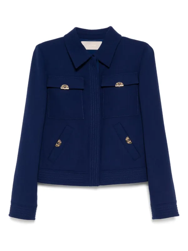 Elie Saab Crepe Jacket in Blue