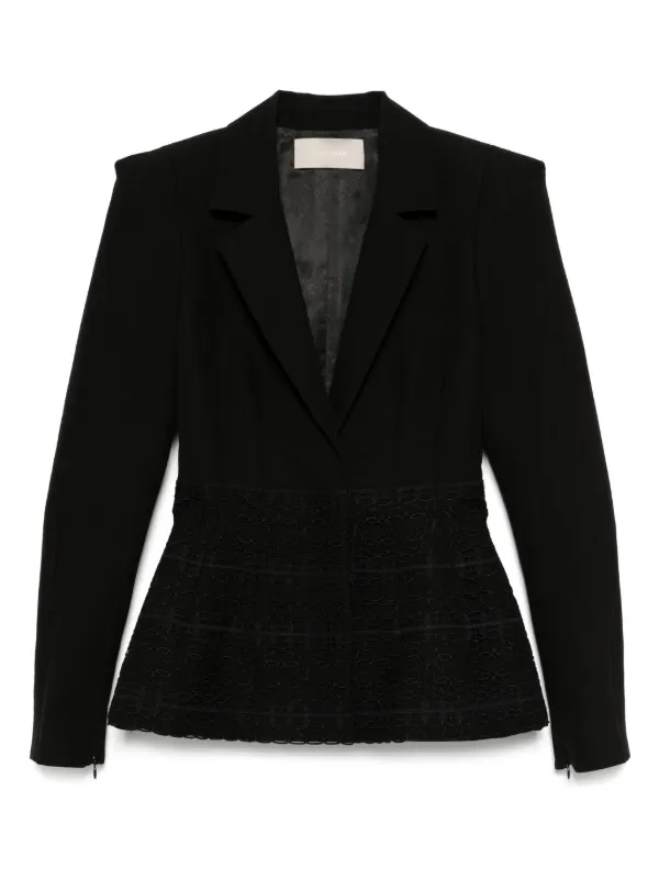 Elie Saab Macramé Peplum Blazer in Black