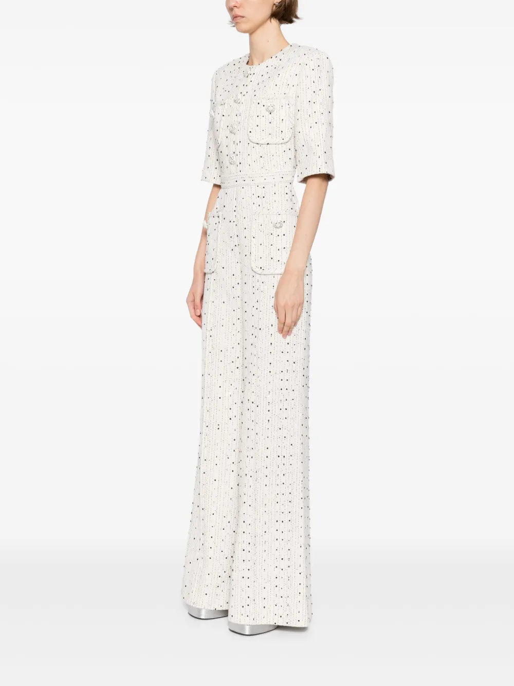 Elie Saab Tweed jumpsuit Wit