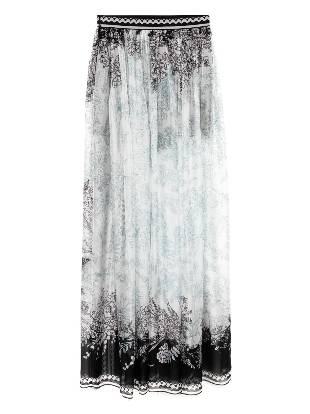 Elie Saab Chiffon rok met print - Zwart