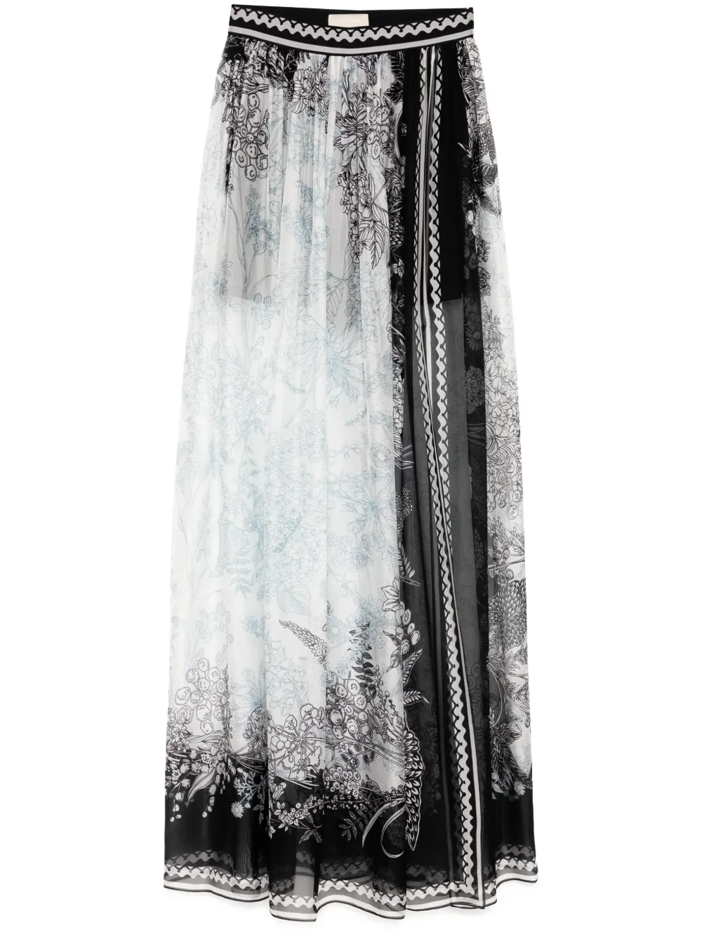 Elie Saab Chiffon rok met print Zwart