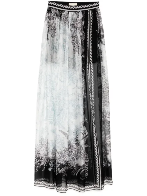 Elie Saab falda larga de gasa estampada