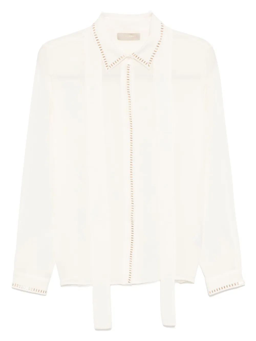 Elie Saab stud-embellished silk shirt Wit