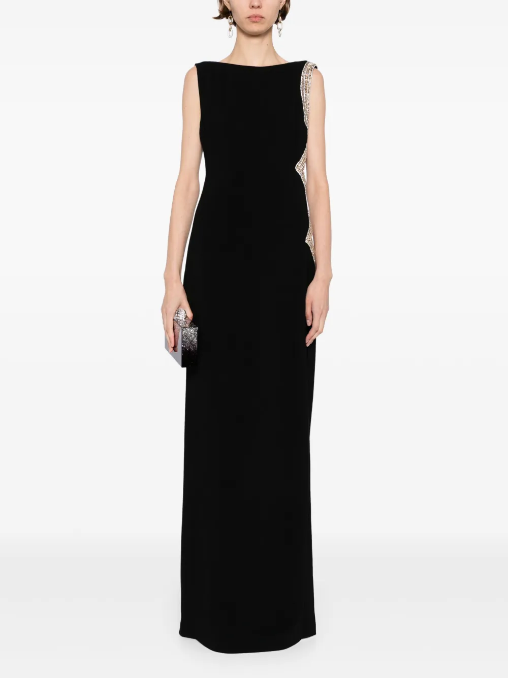 Elie Saab Jurk verfraaid met kristallen Zwart