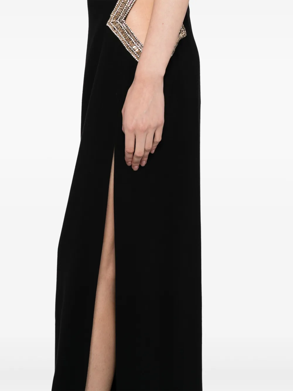 Elie Saab Jurk verfraaid met kristallen Zwart