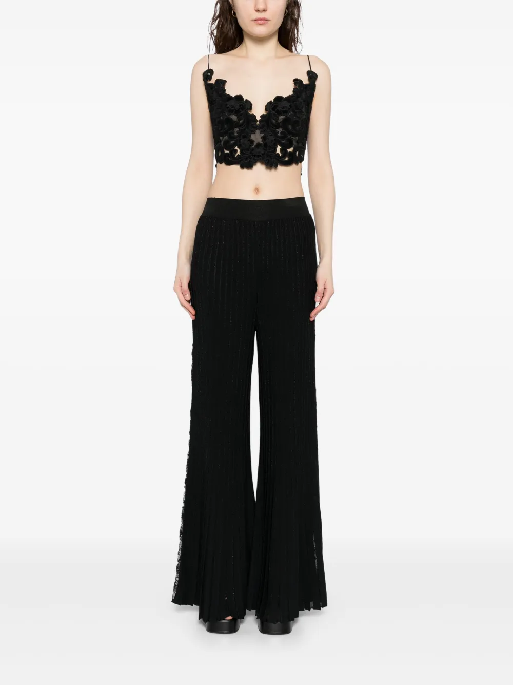 Elie Saab Gebreide flared broek - Zwart