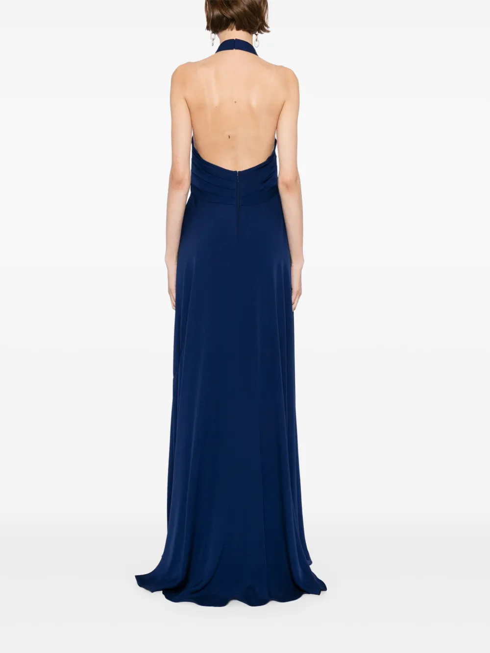 Elie Saab silk long dress Blauw