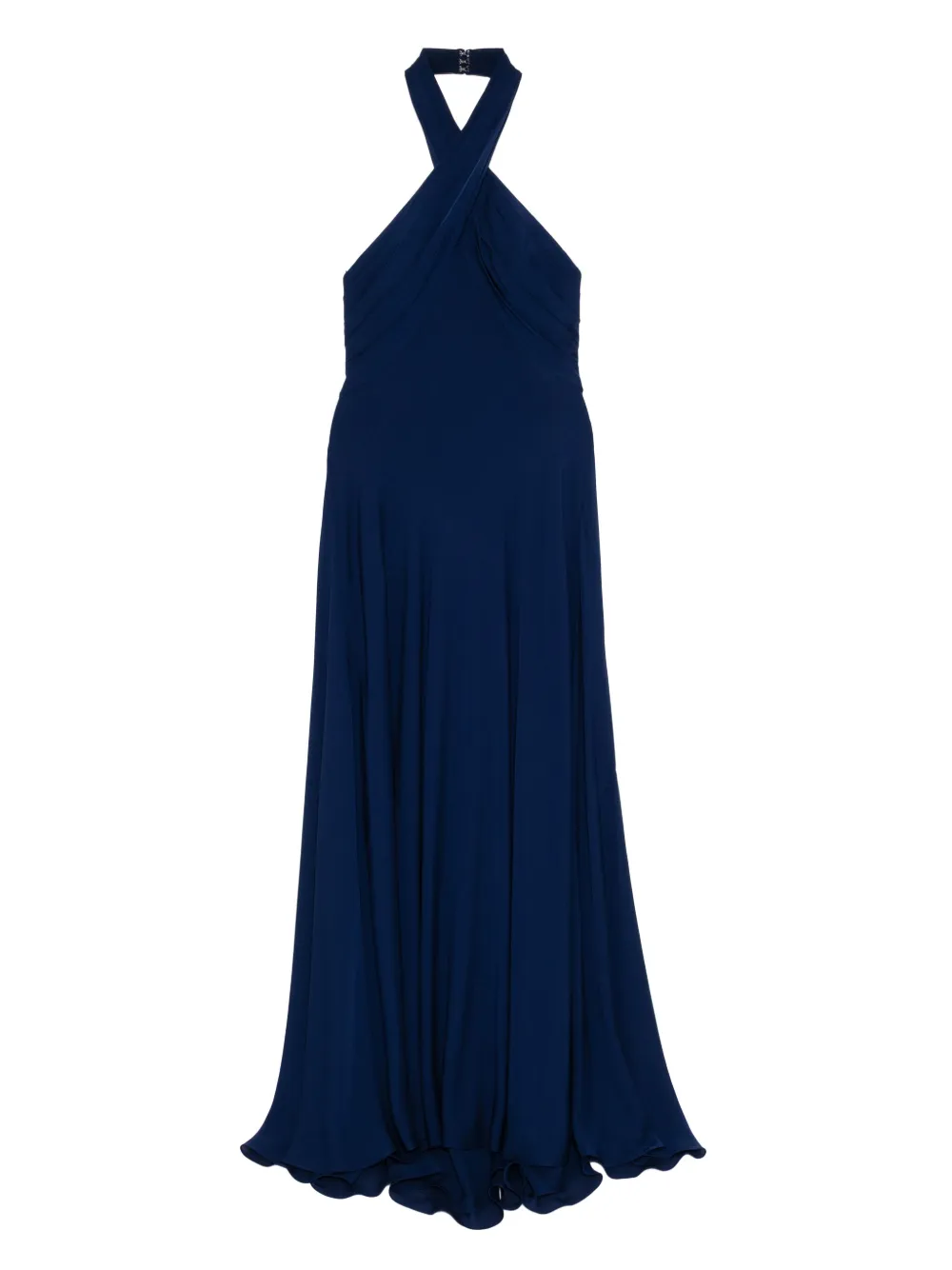 Elie Saab silk long dress Blauw