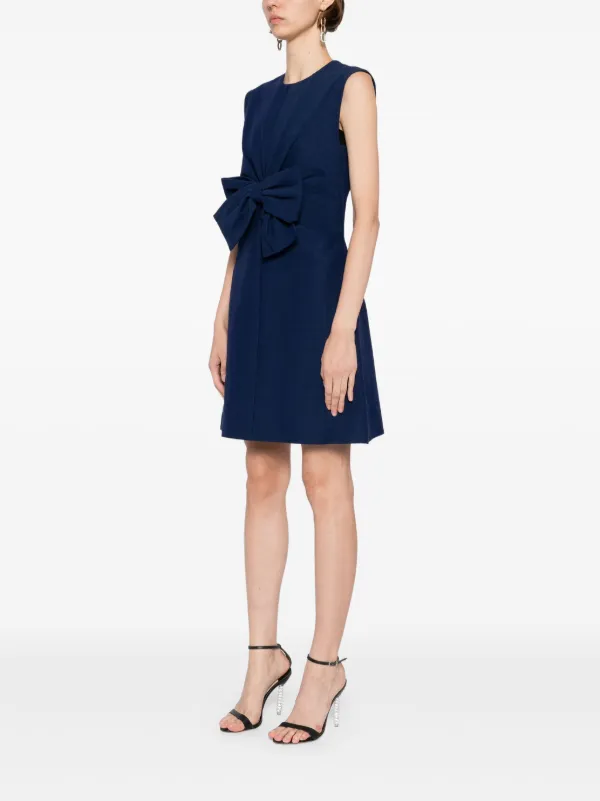 elie saab dress blue Elie Saab Blue Lace Tiered Mini Dress S