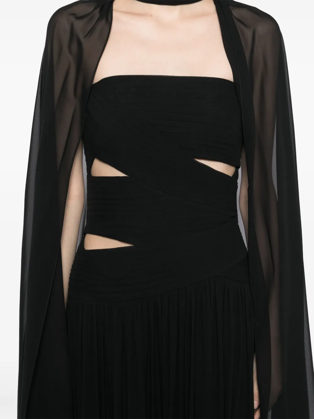 Elie Saab Mela Verde avondjurk Zwart