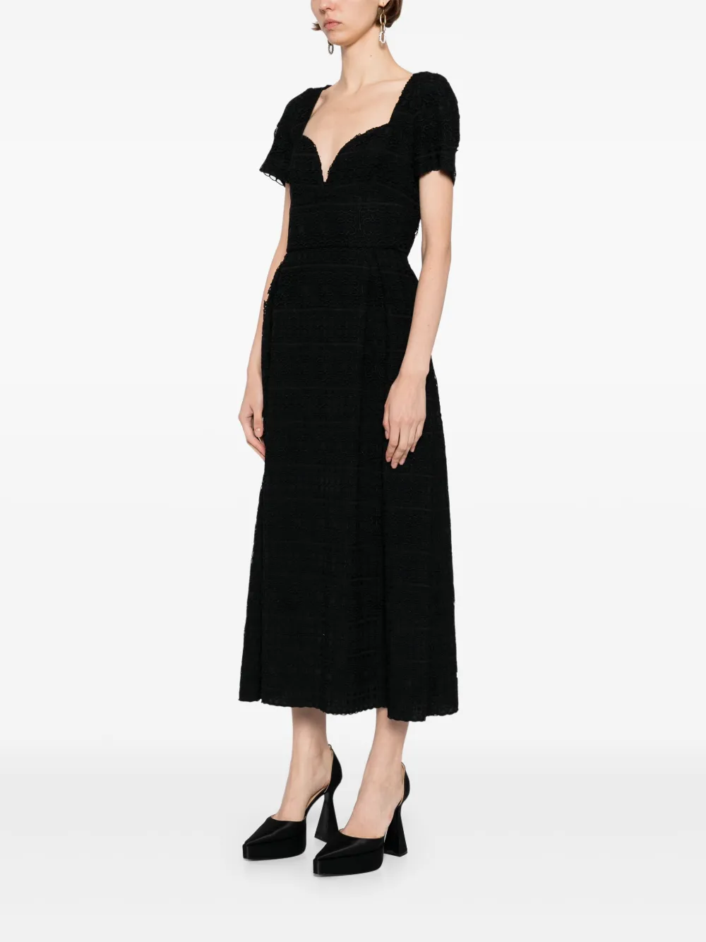 Elie Saab Macramé midi-jurk Zwart