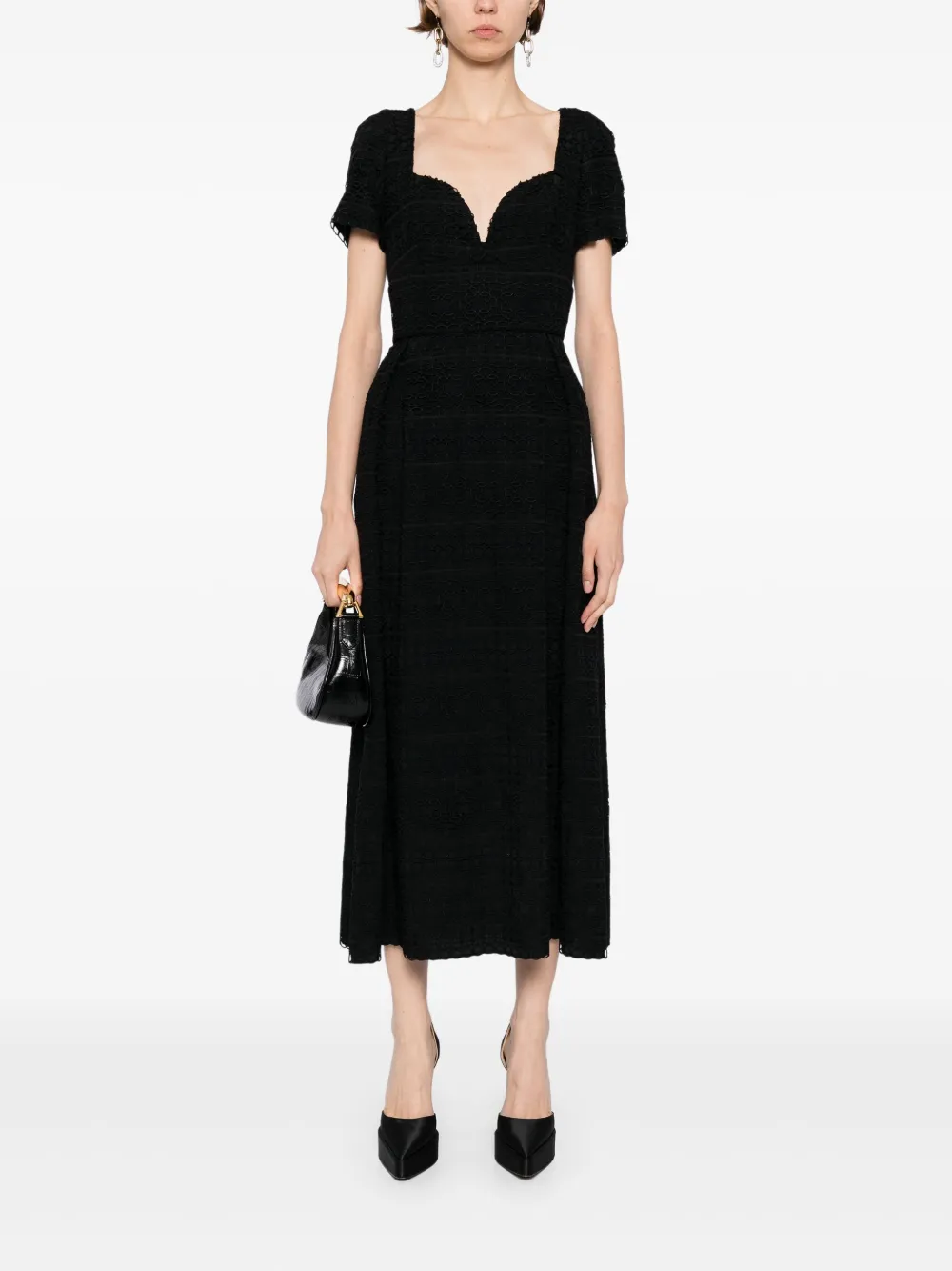 Elie Saab Macramé midi-jurk Zwart