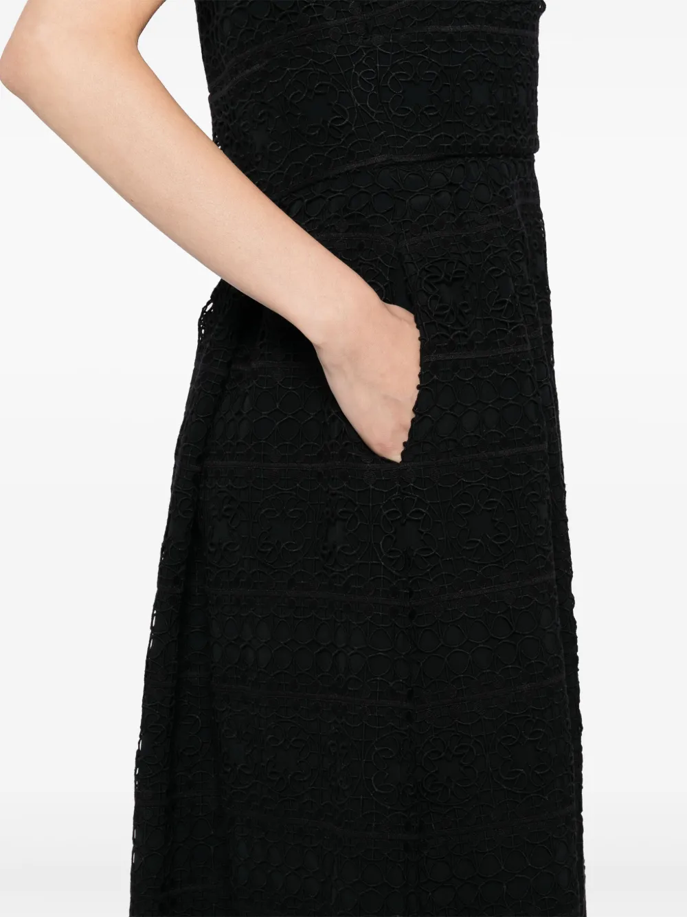 Elie Saab Macramé midi-jurk Zwart