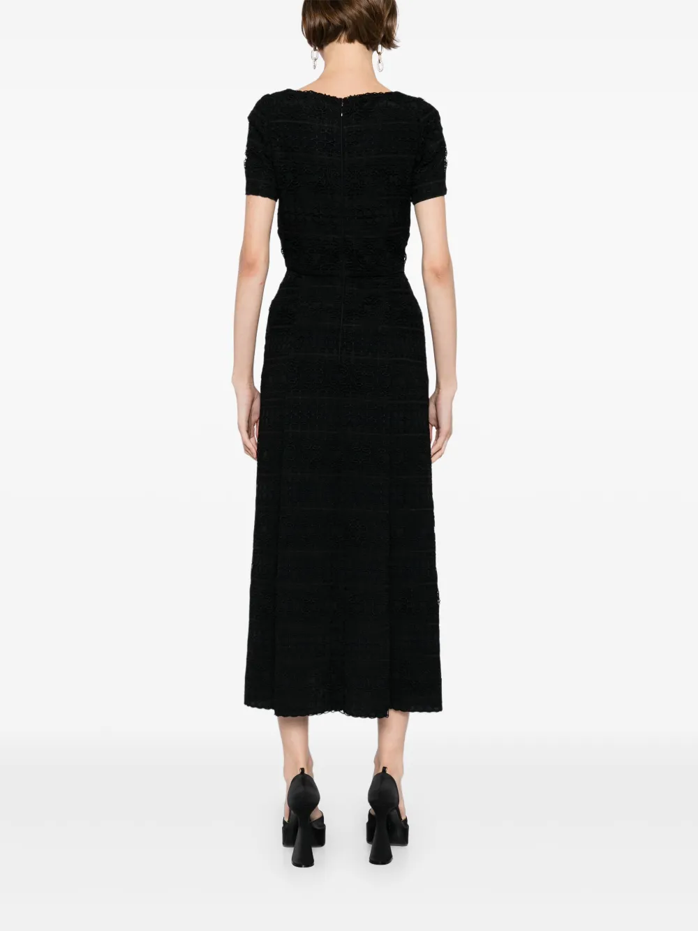 Elie Saab Macramé midi-jurk Zwart
