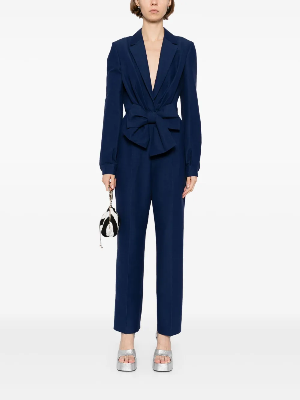 Elie Saab bow-detail jumpsuit - Blauw