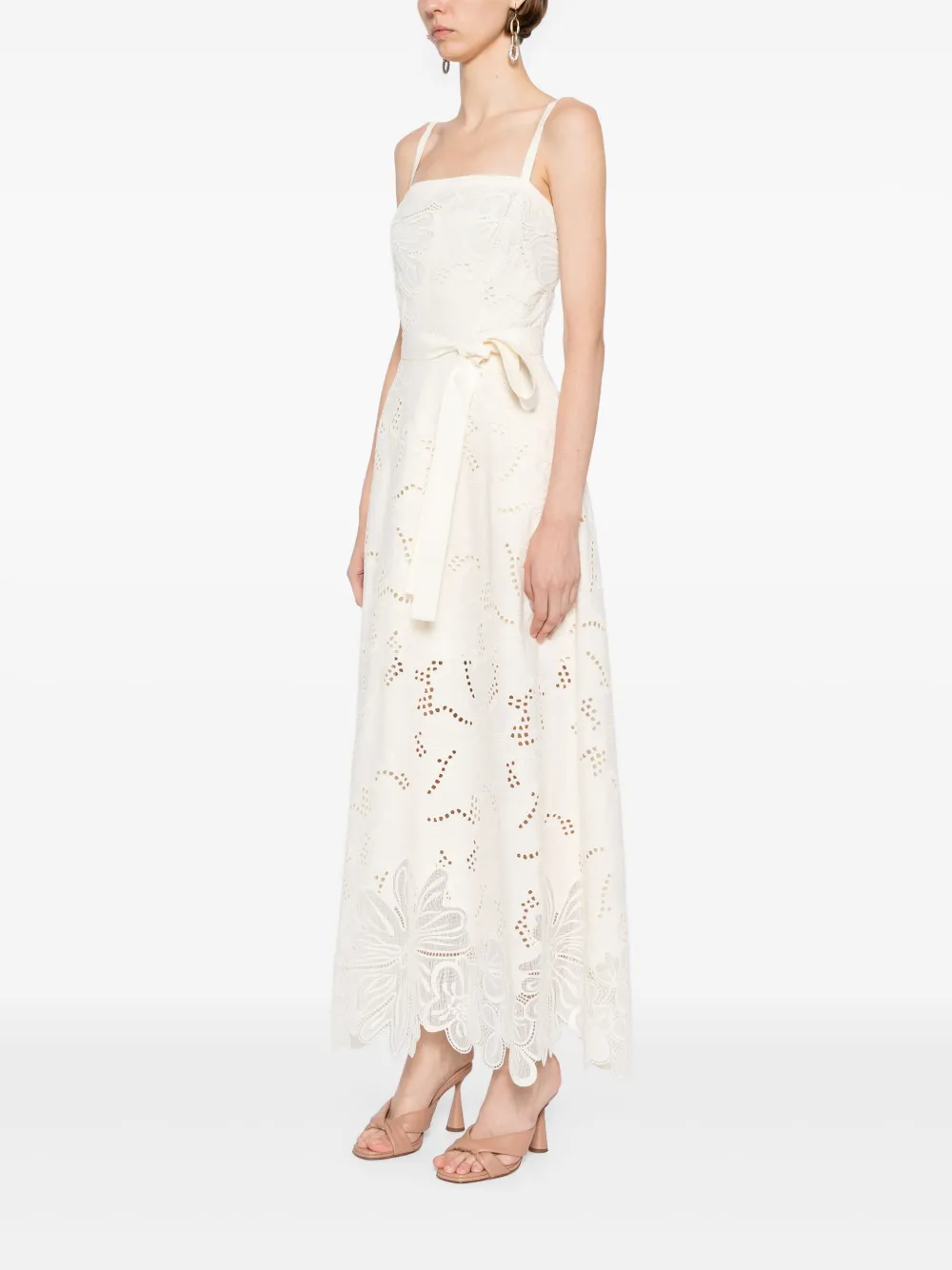 Elie Saab Maxi-jurk met borduurwerk Beige