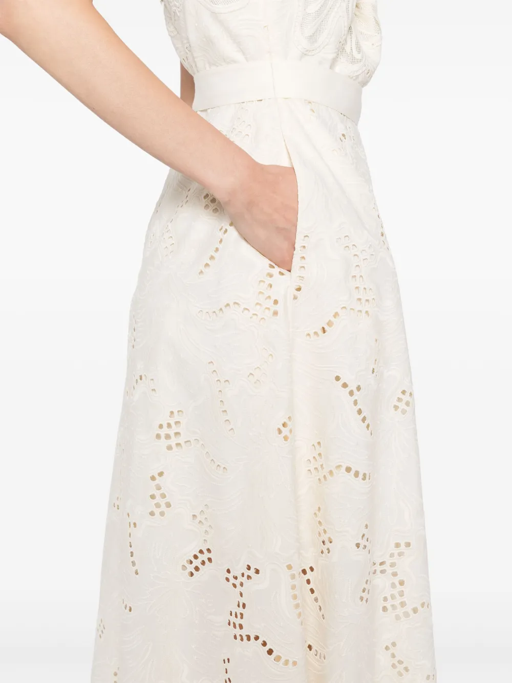 Elie Saab Maxi-jurk met borduurwerk Beige