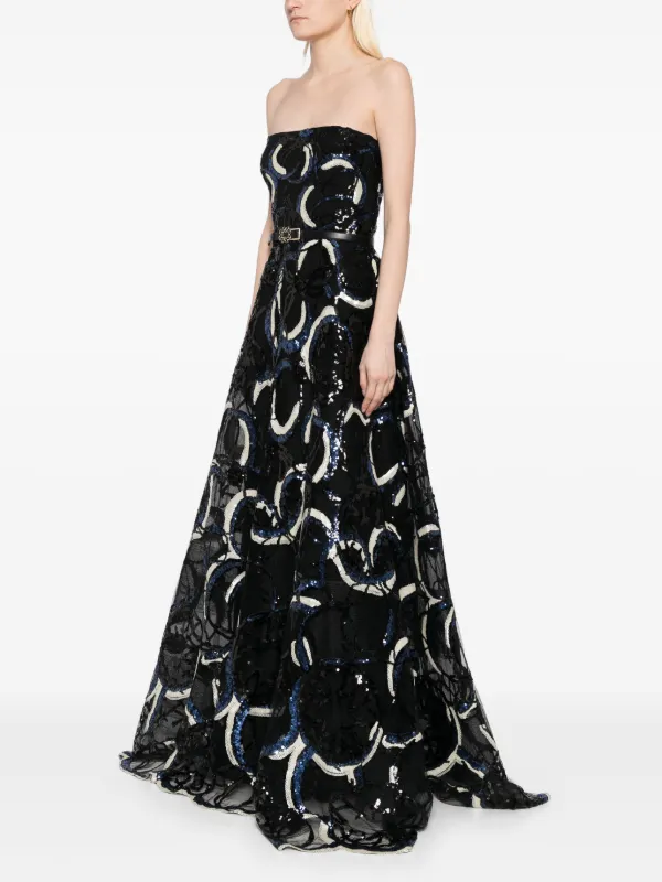 elie saab bead embroidered long dress Beaded Lace Cape Sleeve Evening Dresses with Feathers Tea-Length Mothe –  Viniodress main image 1
