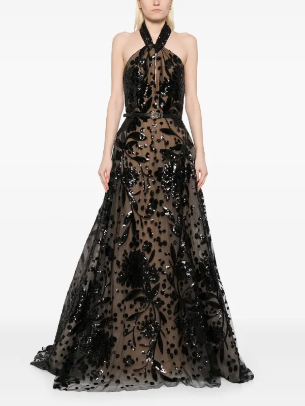 ELIE SAAB SK130NS25GA002PALMSHADE 関税送料込 Elie Saab Maxi Dress, Size 40 FR
