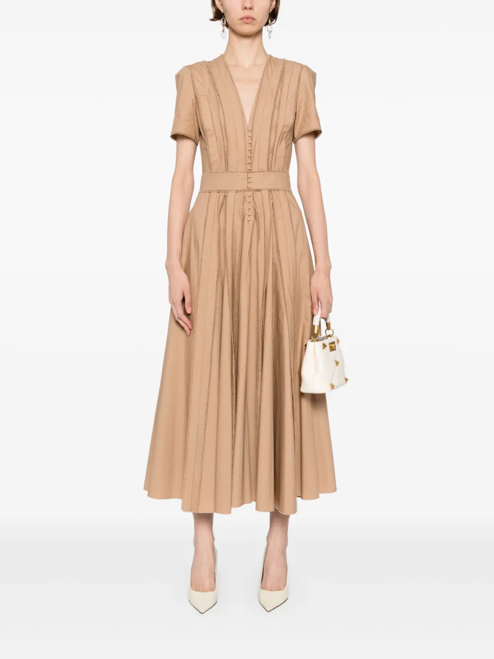 Elie Saab Mini-jurk van popeline Bruin