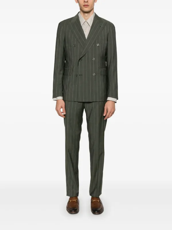 セットアップ TAGLIATORE TWO-PIECE SUIT IN PINSTRIPED STRETCH COTTON Tagliatore Pinstriped Suit | Green | FARFETCH